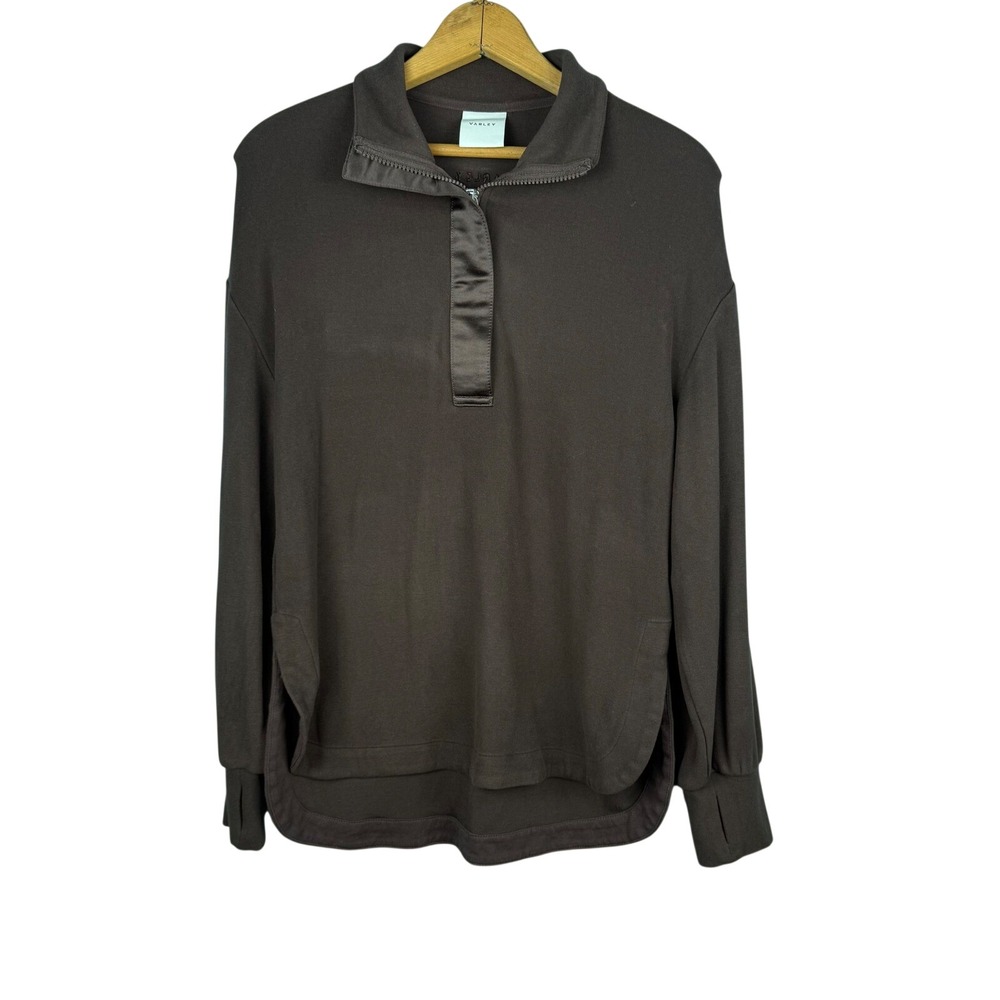 Varley Sweater Women XS Chocolate Brown Roeder Half Zip Midlayer Restore Jersey